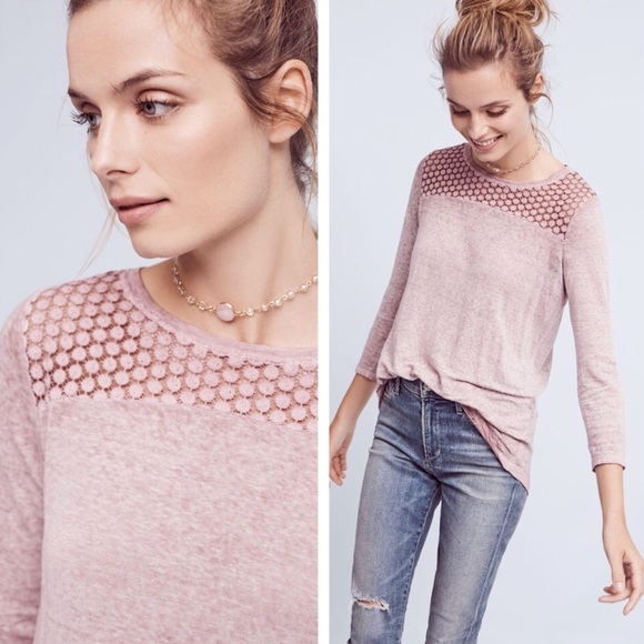 Anthropologie Tops - ANTHROPOLOGIE | Rose Linen Tee Shirt